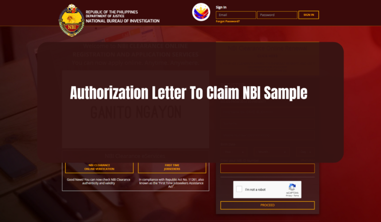 Authorization Letter To Claim NBI Sample